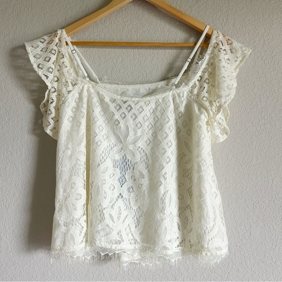 New Anthro Greylin Cassis Lace Top Ivory XS - Picture 9 of 14